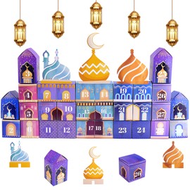 Homgaty Ramadan Advent Calendar, 30 Days Eid Mubarak Countdown Calendar Decorations DIY Refillable Ramadan Advent Gift Box Ramadan Mubarak Cardboard Number Gift Boxes for Eid Ramadan Party Supplies