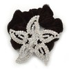Large Rhodium Plated Diamante 'Star' Pony Tail Black Hair Scrunchie