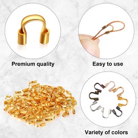 Brass Wire Guardian U-Shape Cable Protector Wire Guard Loops for Earring Bracelet Necklace Pendant DIY Jewelry Making Supplies (Elegant Colors,800 Pieces)