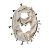 Beige Jersey Knit Circle Scarf With Multicolor Tassels