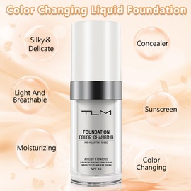 SPF15 TLM Colour Changing Foundation,Full Coverage Makeup Base Concealer,Flawless Moisturizing Liquid Foundation For All Skin Natural Color