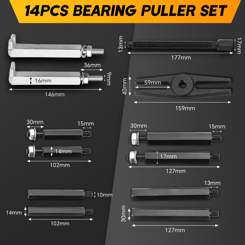 weyleity Heavy Duty 5-Ton Bearing Puller Set | 14PCS Wheel