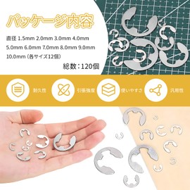 Snap Rings, E-Rings, Set of 120, M1.5-M10, Stainless Steel, Circlip Kit, E-Type Retaining Ring, Rust Resistant, Machine Tool, Maintenance Tool, Convenient Box Included