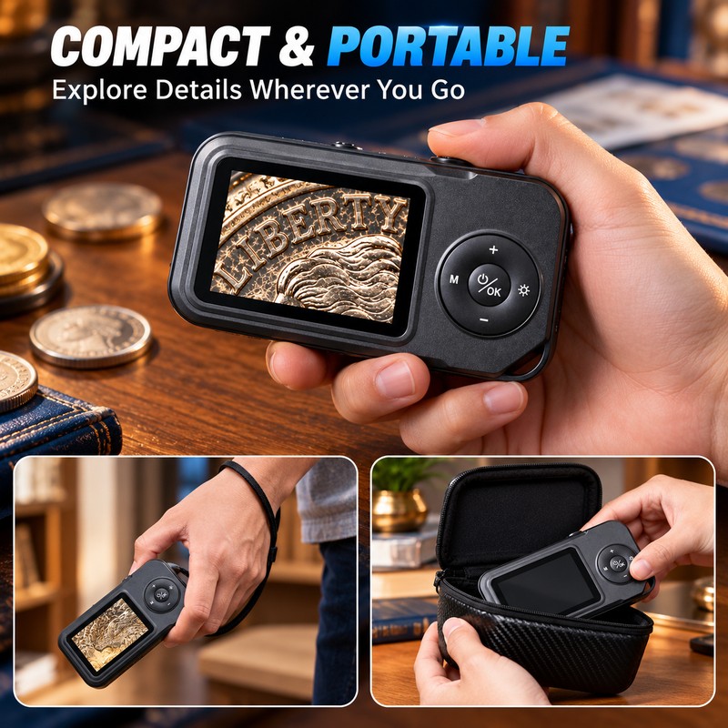 Handheld Digital Microscope for Coin Collecting – 2.4-Inch IPS Screen