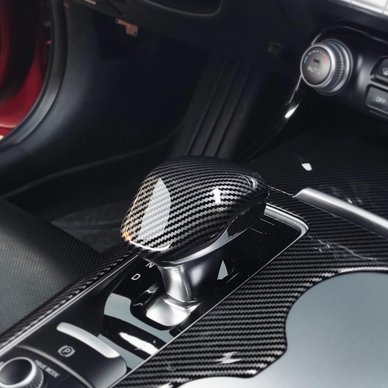 JUIVEEL Carbon Fiber Style Car Gear Shift Knob Cover Trim,