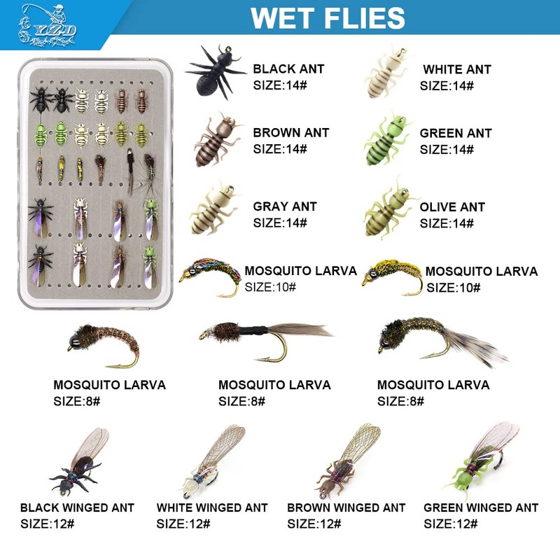 YZD Realistic Trout Hand Tie Fly Fishing Flies Collection Dry