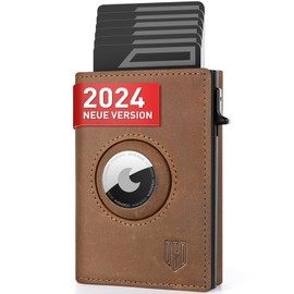 DODENSHA® MagSnap Airtag Wallet Herren mit RFID Schut I Kartenetui Herren I Smart Wallet Klein für 10+ Karten I Wallet mit Münzfach I Portmonee Herren mit AirTag* Fach I Geldbörse Herren Vintage Braun