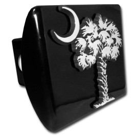 south carolina palmetto flag logo black chrome trailer hitch cover usa made
