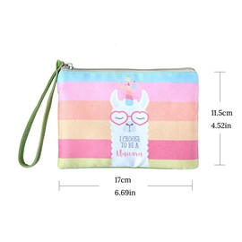 Rantanto Small Cute Cash Coin Purse, Canvas Change Purse, Kawaii Coin Pouch With Handle Christmas Gift For Women Teenager Girls (BG0019-1 Rainbow Llama)