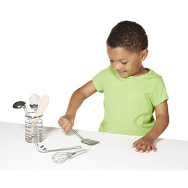 Melissa & Doug Set di Utensili di Metallo per la Cucina, Accessori per la Cucina, Giocattoli di Ruolo in, Set da Gioco, Montessori, Regalo Bambini Bambine di 3 4 5 6 7 Anni
