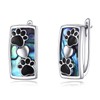 Paw Print Hoop Earrings Abalone Shell Sterling Silver Dangle Drop