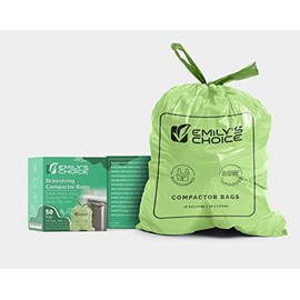 Emily's Choice Biodegradable Super Heavy Duty Trash Compactor Bags (50 count) with D2W Technology, Custom Flex Fit, 68.1L / 18 Gallons, ATSM 6954, 2.0 Mil / 50.1 Micron Thickness