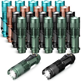 Fumete 20 Pieces LED Flashlight Mini 3 Mode Tactical Torch Small Water Resistant Pocket Flash Light Adjustable Focus Light Pen for Men, Father, Indoor Outdoor Hiking(Multicolor 2)