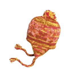 Nepal Hand Knit Ear Flaps Tiedye Snowflake Beanie Trapper Trooper Sk-Maroon-O.