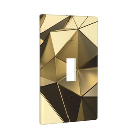 Black and Gold Geometry Light Switch Cover Single Toggle Wall Plate Lightswitch Covers Decorative 1 Gang Switch Plate for Kitchen Bathroom 4.5 x 2.76 Inch