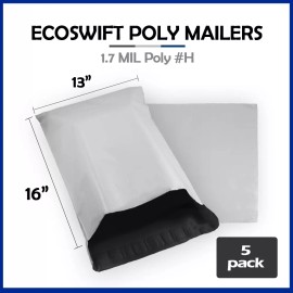 EcoSwift 5 13x15 EcoSwift Poly Mailers Plastic Envelopes Shipping Mailing Bags 1.7MIL