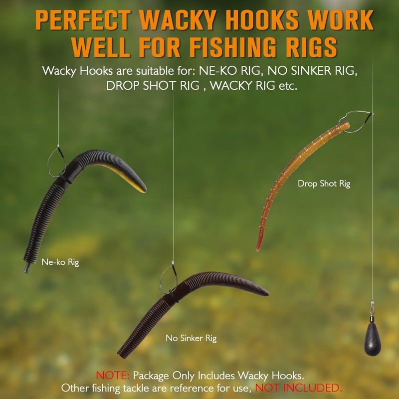Dovesun 30PCS Weedless Hooks Wacky Rig Hooks Worm Fishing Hooks