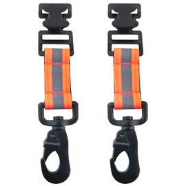 ZZLZX 2PCS Multi Function Alligator Clips Firefighter Work Glove Clips Swivel Snap Hooks Rescue Gear Reflective Nylon Webbing Heavy Duty Alligator Clips Glove Tie Downs 18x3.5cm/7x1.4 Inch Orange