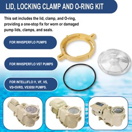 Hihitomorrow Lid, Lock Clamp and O-Ring Replacement Parts Kit Fit for Whisperflo and IntelliFlo Pool Pump, Replace 357151, 357199, 350013