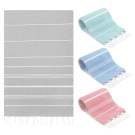 SUN NINJA Turkish Beach Towel, Quick Dry Sand Free Beach Towels for Adults and Kids, Lightweight and Highly Absorbent Travel Towel, Extra Large and Ultra Soft, 38X71 Inch