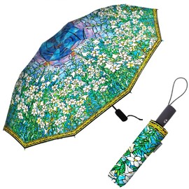 RainCaper L.C. Tiffany Folding Umbrella, Floral Pattern, Museum of Art, For Both Sunny and Rainy Weather, Folding Umbrella, Automatic Opening/Closing, Women's, Genuine Product, Stained Glass Umbrella