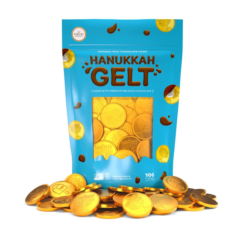 The Dreidel Company Chocolate Candy Milk Chocolate Coins, Hanukkah Gelt,