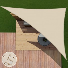 Patio Paradise 12' x 21' x 24.2' Beige Sun Shade Sail Waterproof Right Triangle Canopy Shade Cloth, 95% UV Block Tarp Outdoor Patio Cover for Garden Backyard Deck Awning (Customized)