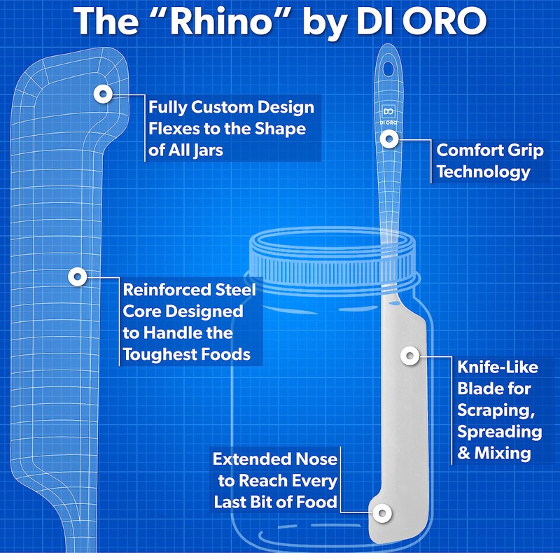DI ORO Silicone Jar Spatulas for Scraping - Rubber Spatulas