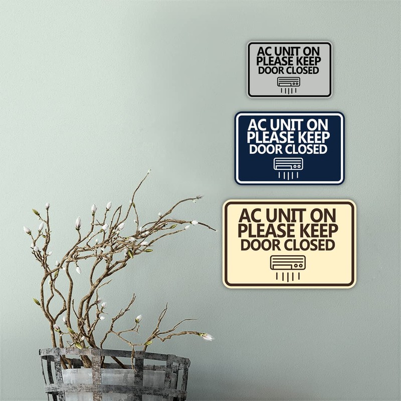 Classic Framed AC Unit On Please Keep Door Closed Sign