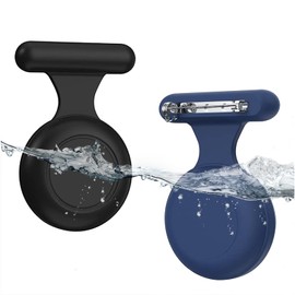 Frylaa 2 Packs AirTag Holder Case for Kids Waterproof,Hidden AirTag Case with Brooch Pin Holder,Item Locator,Anti Lost GPS Tracker Item Finder for Child/Kids/Elderly/Pets/Clothing-Black+Blue