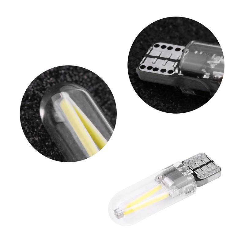 10pcs 12V W5W T10 194 Glass COB Filament LED Car