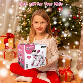 VATOS VATOS Remote Control Robot Dog Toy for Kids - Interactive Touch & Follow 17 Functions, Programmable Smart Walking Puppy Intelligent Dancing RC Birthday Gifts for Girls 3-12