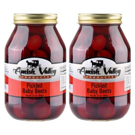 Amish Valley Products Pickled Baby Beets 32oz. Glass Jar (2 Quart Jars - 32 oz)