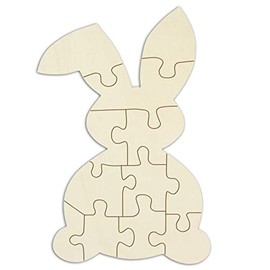 Wooden Puzzle "Rabbit" for Painting and Decorating – 12 Pieces, Approx. 58 x 39 cm – Empty Puzzle Made of Plywood with Puzzle Template