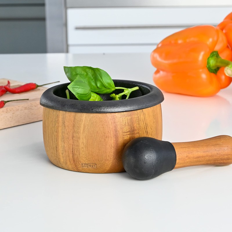 AdHoc MO20 CRUSH Pestle & Mortar | Cast Iron/Acacia Wood