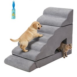 7-Step Dog Stairs for High Beds, 34" H Pet Ramp Stairs for 30-36 Inch Couch Bed, Non-Slip Indoor Pet Stairs for Small Old Large Dogs and Cats