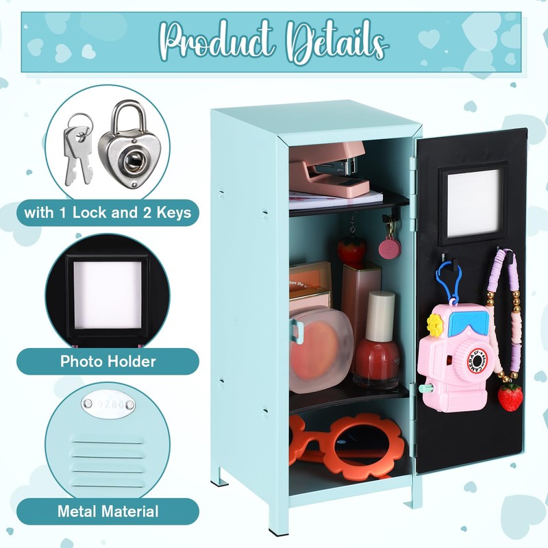 Vercraft 2 Pcs Mini Metal Locker Storage with Lock and