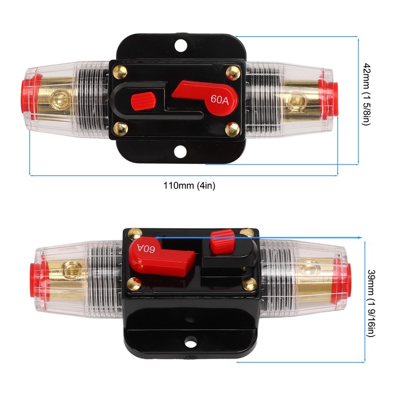 12‑24V Inline Circuit Breaker with Manual Reset Fuse Holder Battery