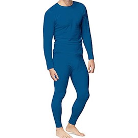 Place and Street Men’s Cotton Thermal Underwear Set Shirt Pants Long Johns (Royal Blue, X-Large)