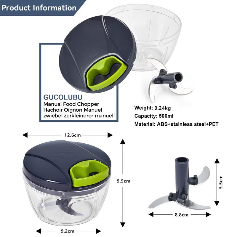 Onion Cutter Manual 500 ml Onion Chopper with Pulley Easy