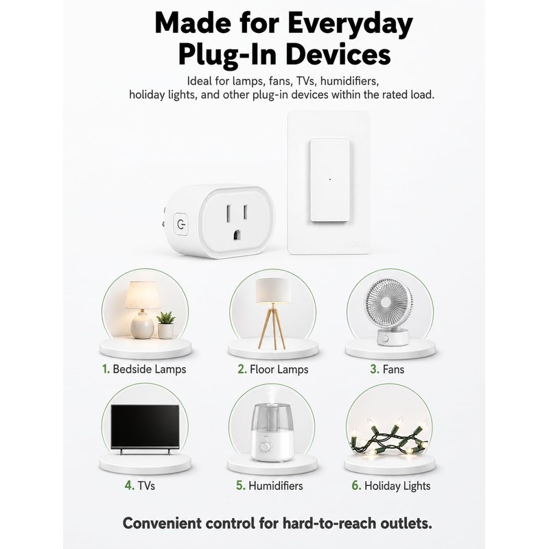 MOES Wireless Remote Control Outlet Switch, 15A, 1 Outlet 1