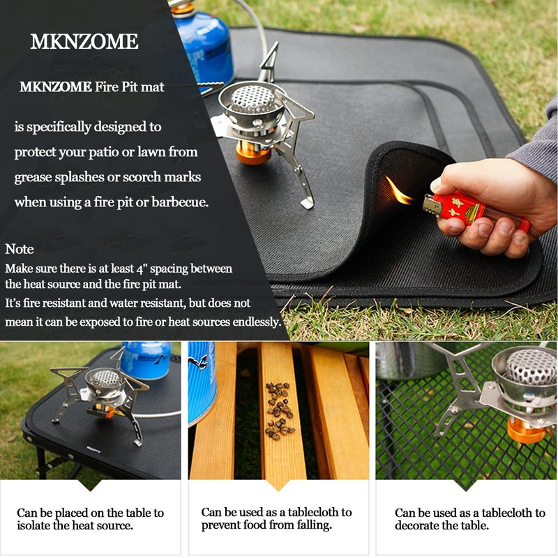 Fire Pit Mat, 60*52cm Under Grill Mat Fire Resistant Pad
