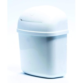 Camco RV Cabinet Mount Trash Can | Ideal for Tight Spaces in RVs, Boats, Dorms, Kitchens, Bathrooms, Laundry Rooms, and More | Spring-Top Lid | 3-Quart, White (43961)
