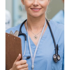 YL Heart Stethoscope Necklace Sterling Silver Doctor Nurse Medical Pendant Created Emerald RN Registered Student Jewelry for Women