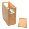Bamboo Slim Trash Can with Lid, Waste Basket for Bathroom,