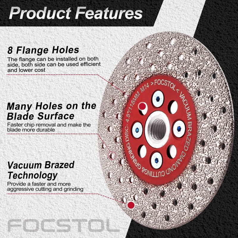 FOCSTOL Diamond Cutting Grinding Disc - 4.5 Inch(115mm) Double Side