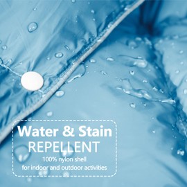 zzlamb Water-Repellent Camping Blanket for Kids, Outdoor Portable Travel Down Throw Blanket, Lightweight Duck Down Lap Quilt for Couch Airplane Car Backpacking RV Beach, 650 Fill Power 39x55in Blue