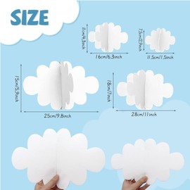 JJiaoLinin 16 Pcs Fake Clouds for Ceiling, 3D Cloud Decorations Hanging Clouds Artificial Cloud Props, Felt Fake Cloud Ornaments, for Art Stage Wedding Nursery Children Room Baby Baptism Party