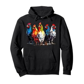 Cool Rooster Wearing Sunglasses Farmer Retro Farm Animals Pullover Hoodie