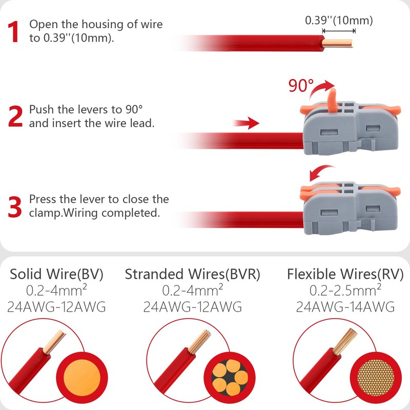 XALXMAW 22Pcs Lever Wire Connectors, 1 in 2 Out Mini
